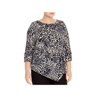 Taupe Silver Star Print Silky One Size 3/4 Sleeve Top RRP £45.00 